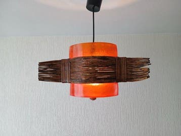Tarogo - Japan - Hangende plafondlamp - Glasfiber, Rattan -, Nieuw
