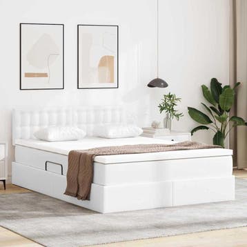 vidaXL Opslag bed met matras met opslag Puur Wit 140 x 200, Verzenden, Nieuw, Wit, Overige materialen