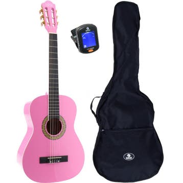 LaPaz 002 PI klassieke gitaar 3/4-formaat roze + gigbag +, Verzenden, Nieuw