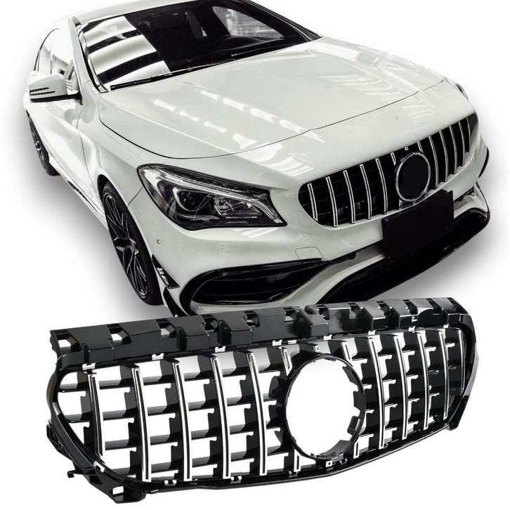 Grille geschikt voor Mercedes C117 CLA chrome + zwart | 2013, Auto diversen, Tuning en Styling, Ophalen of Verzenden