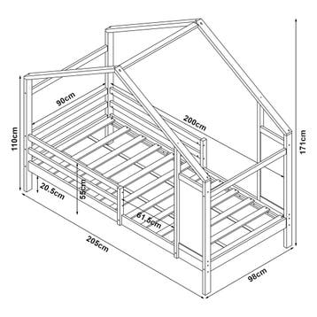 Kinderbed Lorenskog houten huisbed met valbescherming 200x90, Verzenden, Nieuw