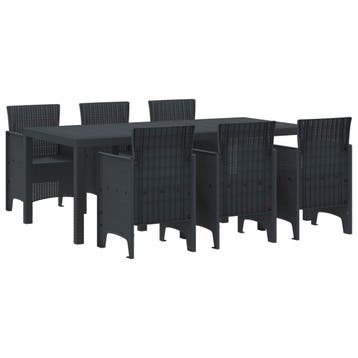 vidaXL Tuin eettafelset 7 st Antracietkleurig Polypropyleen, Verzenden, Nieuw, 7 zitplaatsen