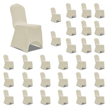vidaXL Stoelhoezen stretch 30 st crème, Verzenden, Nieuw