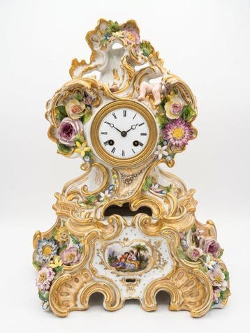 Pendule (2) - Porselein - 1800-1850 - basis en klok, Antiek en Kunst
