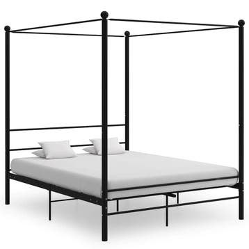 vidaXL Hemelbedframe metaal zwart 160x200 cm, Verzenden, Zwart, 200 cm, Metaal