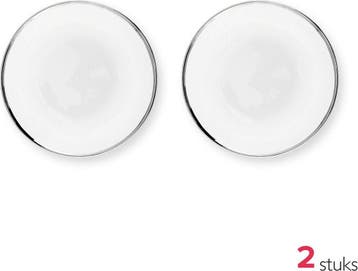 2dekans | VTWonen Set van 4 Ontbijtborden - Wit/Zilver -, Ophalen of Verzenden, Zo goed als nieuw