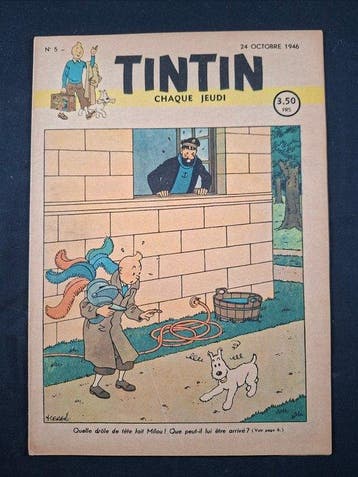 Tintin (magazine) N°5 - Couverture Hergé - 1 Nummer - Eerste, Nieuw