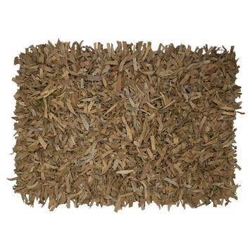 vloerkleed gerecycled leer franjes camel 60x90cm, Verzenden, Nieuw