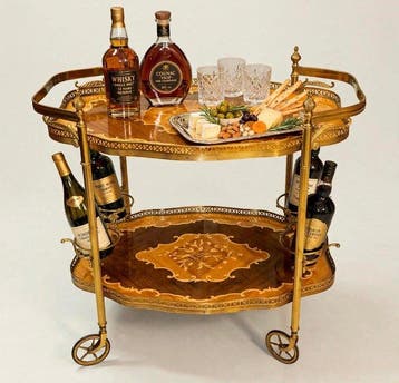 Table ambulante - Verguld messing, Walnoot - Italiaanse, Antiek en Kunst