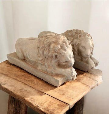 sculptuur, Coppia leoni - 20 cm - Twee leeuwen van Canova -, Antiek en Kunst