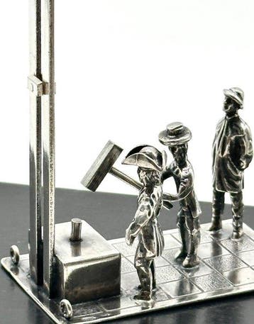 No reserve-Grote,zwaren handgemaakte zilveren miniatuur Kop