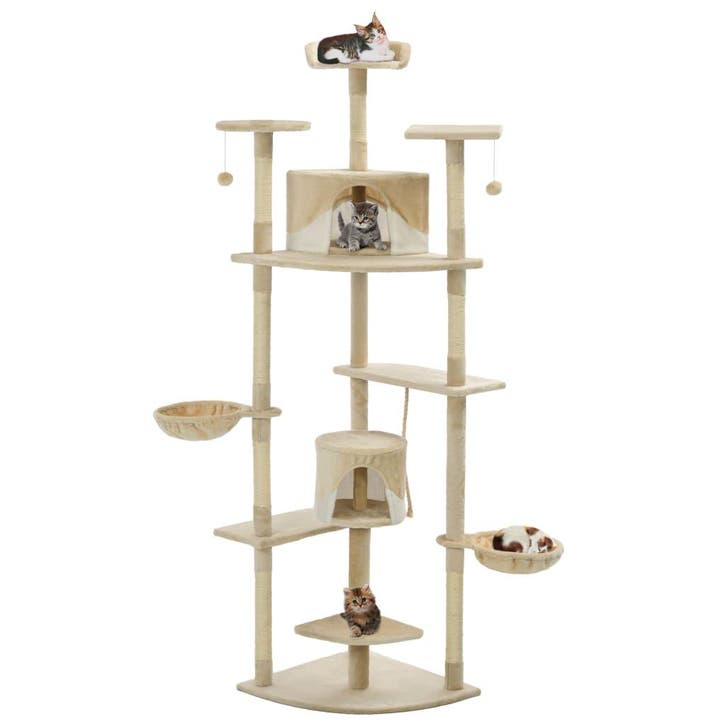vidaXL Kattenkrabpaal met sisal krabpalen 203 cm beige en, Dieren en Toebehoren, Katten-accessoires, Nieuw, Verzenden