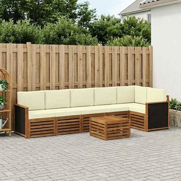 vidaXL Hoekbank Set met kussen 6 pcs Natuurlijk en Crème, Verzenden, Nieuw