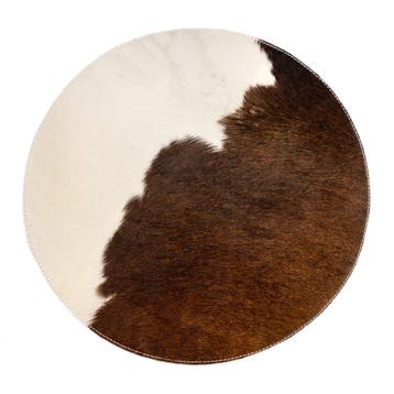 placemat koehuid rond bruin/wit Ø38cm, Verzenden, Nieuw