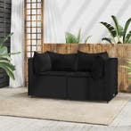 vidaXL Tuinhoekbanken met kussens 2 st poly rattan zwart, Verzenden, Nieuw