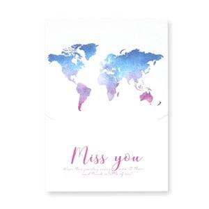 2 x Sieraden wenskaart Miss you Wit-blauw paars maat; ca...., Ophalen of Verzenden, Nieuw
