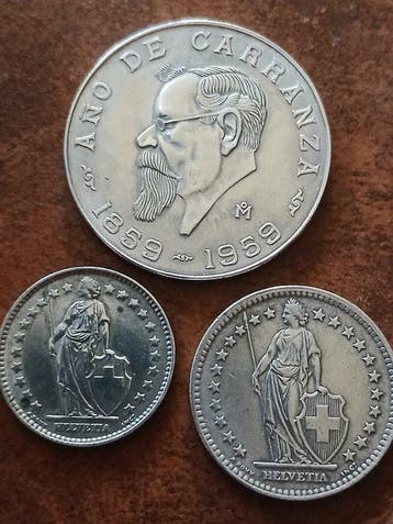 Zwitserland, Mexico. Lote monedas de pata 1944/1989 (Zonder