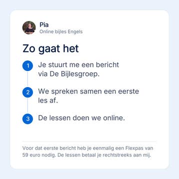 Pia geeft online bijles Engels, Privéles, Bijles