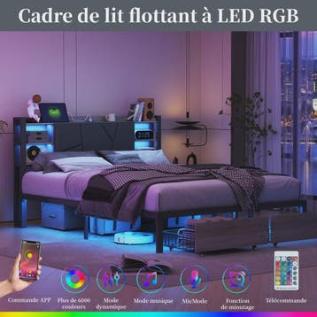 Gestoffeerd Dubbel Bedframe met 2 Lades en LED Verlichting -, Caravans en Kamperen, Verzenden, Nieuw