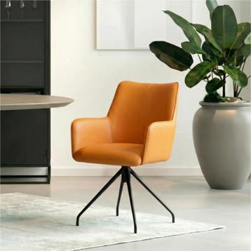 Set van 6 Leren eetkamerstoelen Wave - Toledo Mandarin, Huis en Inrichting, Stoelen, Ophalen of Verzenden, Nieuw, Leer, Vijf, Zes of meer stoelen