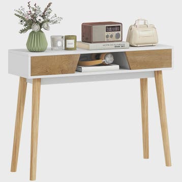 Stijlvolle Hal Console Tafel met 2 Lades en Houten Poten - W, Huis en Inrichting, Verzenden, Nieuw