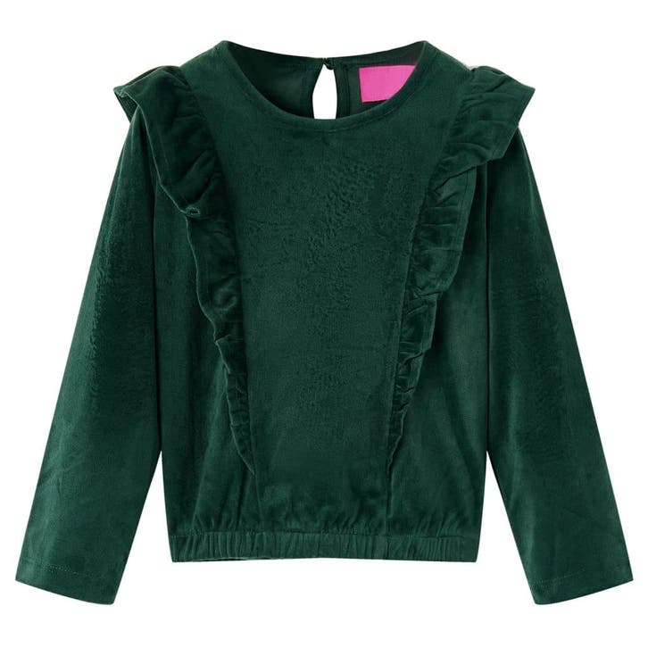 vidaXL Kinderblouse met ruches 116 donkergroen, Kinderen en Baby's, Kinderkleding | Overige, Nieuw, Verzenden