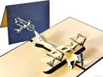 Vliegtuig met propellor dubbeldekker pop-up wenskaart, Verzenden, Nieuw