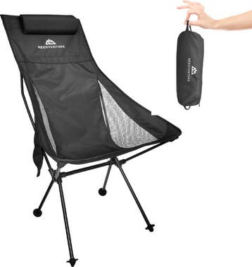 needventure® Campingstoel - Visstoel - zwart - 2e Kansje, Ophalen of Verzenden, Zo goed als nieuw, Campingstoel