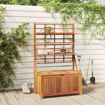 vidaXL Opbergbox met latwerk 99x50x160 cm massief acaciahout, Verzenden, Nieuw