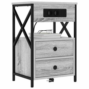 vidaXL Nachtkastje 2 pcs Grijs Sonoma 40 x 31 x 60 cm, Minder dan 45 cm, Verzenden, Nieuw, 55 tot 70 cm