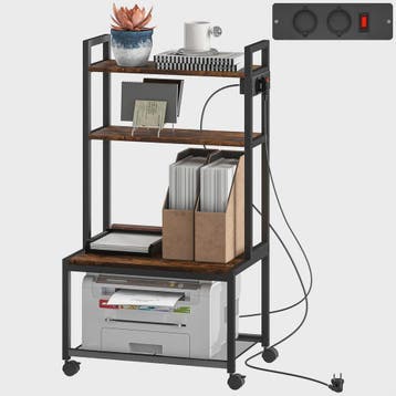 Homcom Printermeubel met Laadstation, 4 Niveaus en Wielen -, Verzenden, Nieuw