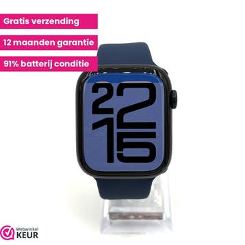 Apple Watch Serie 9 45mm midnight | 91% batterij | Garantie, Verzenden, Stappen, Zo goed als nieuw, IOS