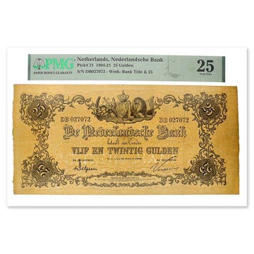 25 Gulden Geeltje 1860 PMG 25, Postzegels en Munten, Bankbiljetten | Nederland, Verzenden