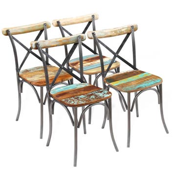 vidaXL Eetkamerstoelen 4 st massief gerecycled hout, Huis en Inrichting, Verzenden, Nieuw