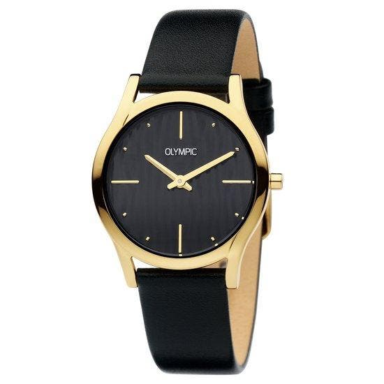 Olympic OL67DDL001 Vicenza Horloge - Leer - Zwart - 32mm, Sieraden, Tassen en Uiterlijk, Horloges | Dames, Verzenden