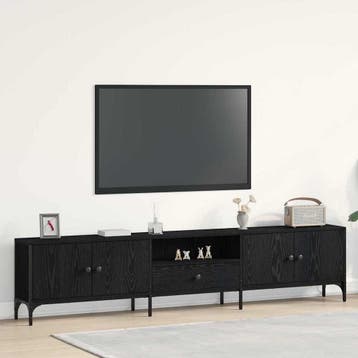 vidaXL TV-kast 200 x 25 x 44 cm Zwart eiken Bewerkt hout, Verzenden, Nieuw, Overige houtsoorten, Minder dan 100 cm