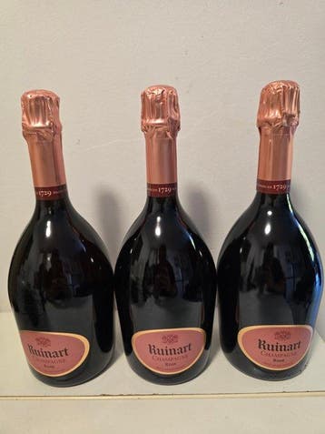 Ruinart, Champagne Rose - Champagne Rose - 3 Flessen (0.75, Verzamelen, Nieuw