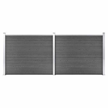 vidaXL Schuttingpanelenset 353x146 cm HKC zwart, Verzenden, Nieuw, Hout