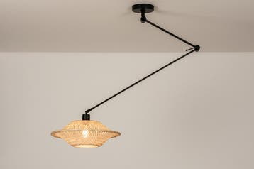 Rietveld Hanglampen - Bruin, Naturel - Metaal, Rotan, Verzenden, Nieuw