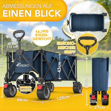 Bolderkar - Opvouwbaar - Bolderwagen  - Blauw - TRESKO®, Verzenden, Zo goed als nieuw
