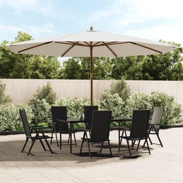 vidaXL Parasol met houten paal 400x273 cm zandkleurig, Verzenden, Nieuw, Meer dan 4 meter