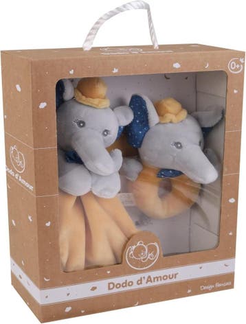 Baby knuffeldoekje Olifant | Tweedekansje | OP=OP, Ophalen of Verzenden, Zo goed als nieuw, Rammelaar, Met geluid