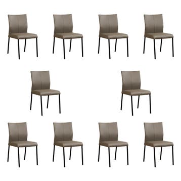 Set van 10 Leren eetkamerstoelen Basic - Toledo Smog, Ophalen of Verzenden, Nieuw, Leer