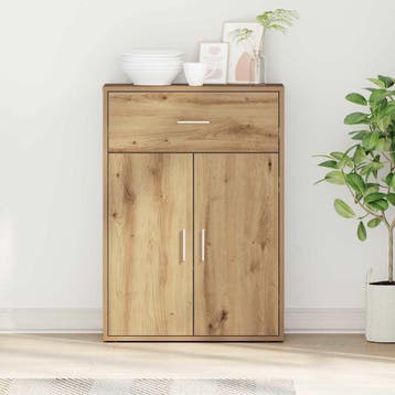 vidaXL Dressoir Artisan Eiken 60 x 30 x 84 cm Bewerkt hout, Huis en Inrichting, Kasten | Dressoirs, Verzenden, Nieuw, Overige houtsoorten