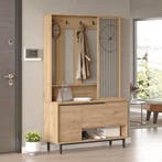 Halmeubel Vesanto halkast 178x112x35,5 cm eikenkleurig en zw, Huis en Inrichting, Verzenden, Nieuw