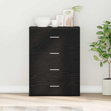 vidaXL Dressoir Zwart Eiken 60 x 39 x 80 cm Bewerkt hout, Verzenden, Nieuw, Overige houtsoorten, Minder dan 50 cm