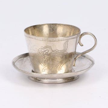 Miniatuur Mokka - Kop en schotel (2) - .800 zilver