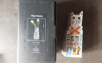 Goebel - James Rizzi - Eenbloemige vaas - Porselein - Kat