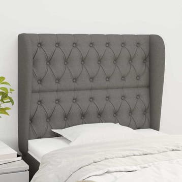 vidaXL Hoofdbord met randen 103x23x118/128 cm stof, Verzenden, Nieuw, Grijs, Stof