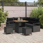 vidaXL Tuin Sofa Set met kussen met opslag 8 pcs Zwart, Verzenden, Nieuw, Rotan, 8 zitplaatsen